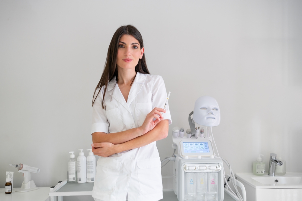 woman training to switch careers into aesthetics